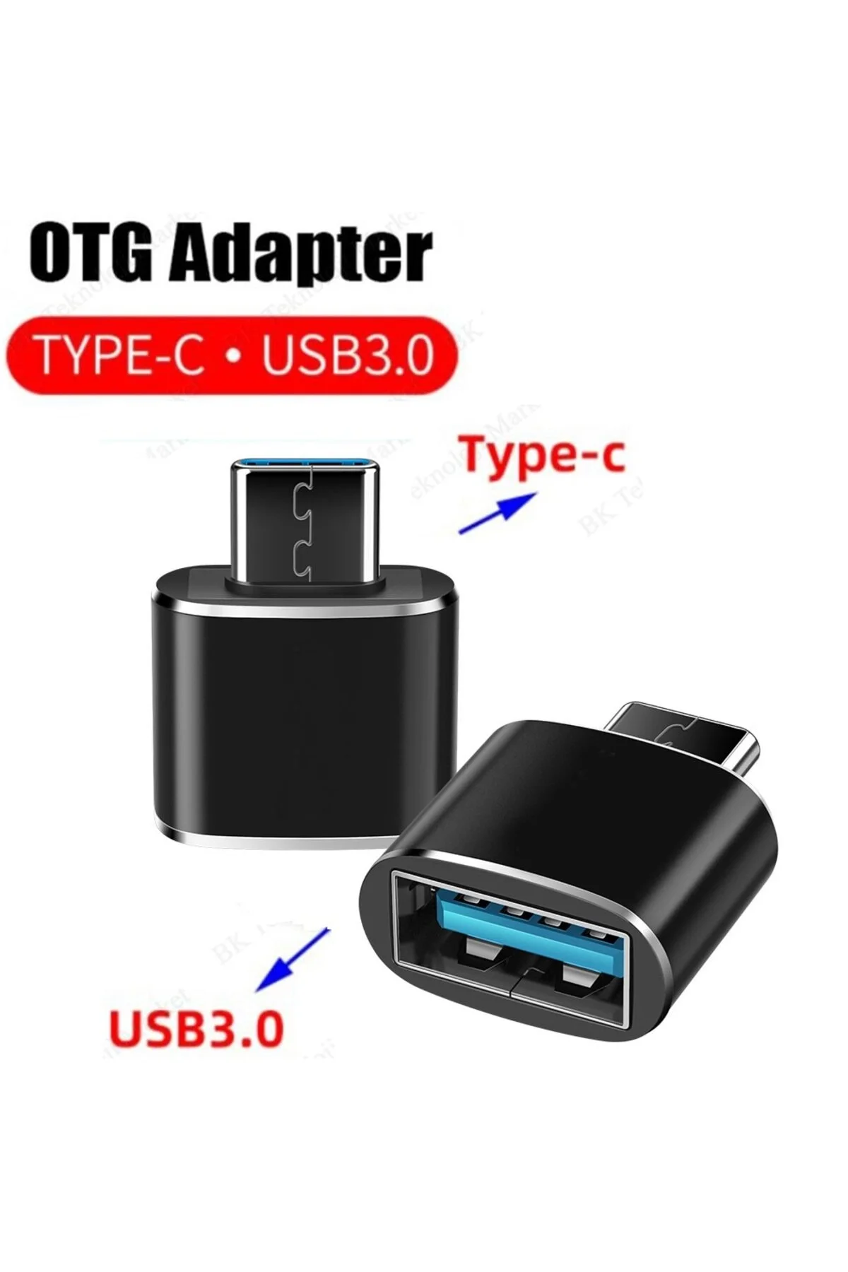 Yeni 2026 Usb Dişi To Type-c Erkek Dönüştürücü Otg Çevirici Dönüştürücü Adaptör Siyah