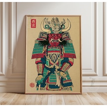 Samuray Savaşçısı Posteri Japon Halk Sanatı Vintage Kağıt Duvar Dekoru