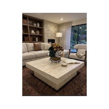 Modern Trave Wood Orta Sehpa Traverten - Traverten % 100 Mdf Ekru Ekru