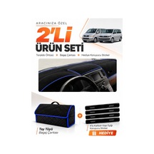 Volkswagen Transporter T5 Çift Kapaklı 2003-2016 Uyumlu Torpido + Tay Tüyü Çanta Seti - Siyah Mavi
