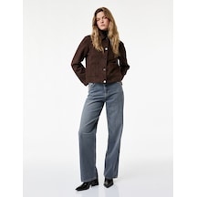 Koton Rahat Kalıp Düz Paça Pamuklu Baggy Denim Pantolon - Baggy Jeans Gri 7wal40028md