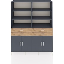 Hyperion Gardrop 8 Raflı 4 Çekmeceli 4 Kapaklı 176x44x221 Antrasit-antrasit/çam Antrasit/çam