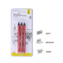 Giorgione Graphite Kömür Kalem 3lü Set Ağaçsız Gövde,soft-medium-hard Yumuşaklık Seçenekli