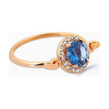 Kuyumcudukkani Mavi Taşlı Elişi Trend Yüzük-10319-r-blu Rose Gold