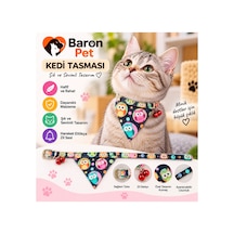 Fularlı Kedi Tasması Lacivert Baykuş Desenli Çift Zilli Ayarlanabilir Bandana Kedi Boyun Tasması