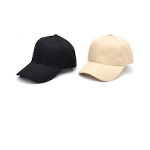 Külah Unisex Ayarlanabilir Spor Basic Kep Şapka | Siyah Bej 2li Paket