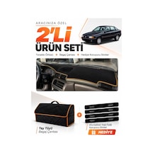 E-biz Opel Astra F Airbagli 1991-1998 Uyumlu Torpido + Tay Tüyü Çanta - Siyah-kahverengi - Op001