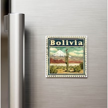 Bolivya Bolivia - Posta Pulu Temalı Ülke - Baskılı Buzdolap Magneti Kare - 9x9 Cm