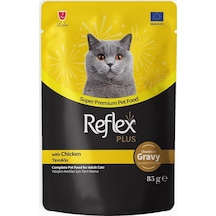 Reflex Plus Tavuklu Gravy Soslu ve Et Parçacıklı Yetişkin Kedi Yaş Maması 85 G