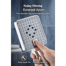 Yüksek Basınçlı Kare El Duş Başlığı 3 Fonksiyonlu Su Tasarruflu Modern Premium Tasarım Beyaz P Diğer