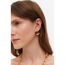 Damla Taşlı Gold Detaylı Küpe