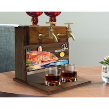 Bk Gift Kişiye Özel Kabartma Manzara Tasarımlı İsimli Çift Musluklu Doğal Ahşap İçki Standı-35, İçki Standı, Doğum Günü Hediyesi, Ev Hediyesi Bitmeyen