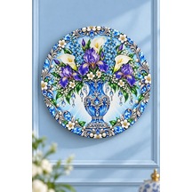 Dekoratif Duvar Tabağı - Vazolu Çiçek Desenli 27 Cm - Dekorlu Seramik Tabak