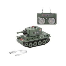 Alpmodel Uzaktan Kumandalı 9 Kanallı Kızılötesi Savaş Mini Sesli Tank Kauçuk Palet 1/64 Yeşil