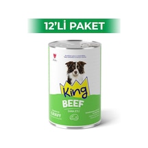 King Sos İçerisinde Et Parçacıklı Dana Etli Köpek Konservesi 400 Gr 12 Adet