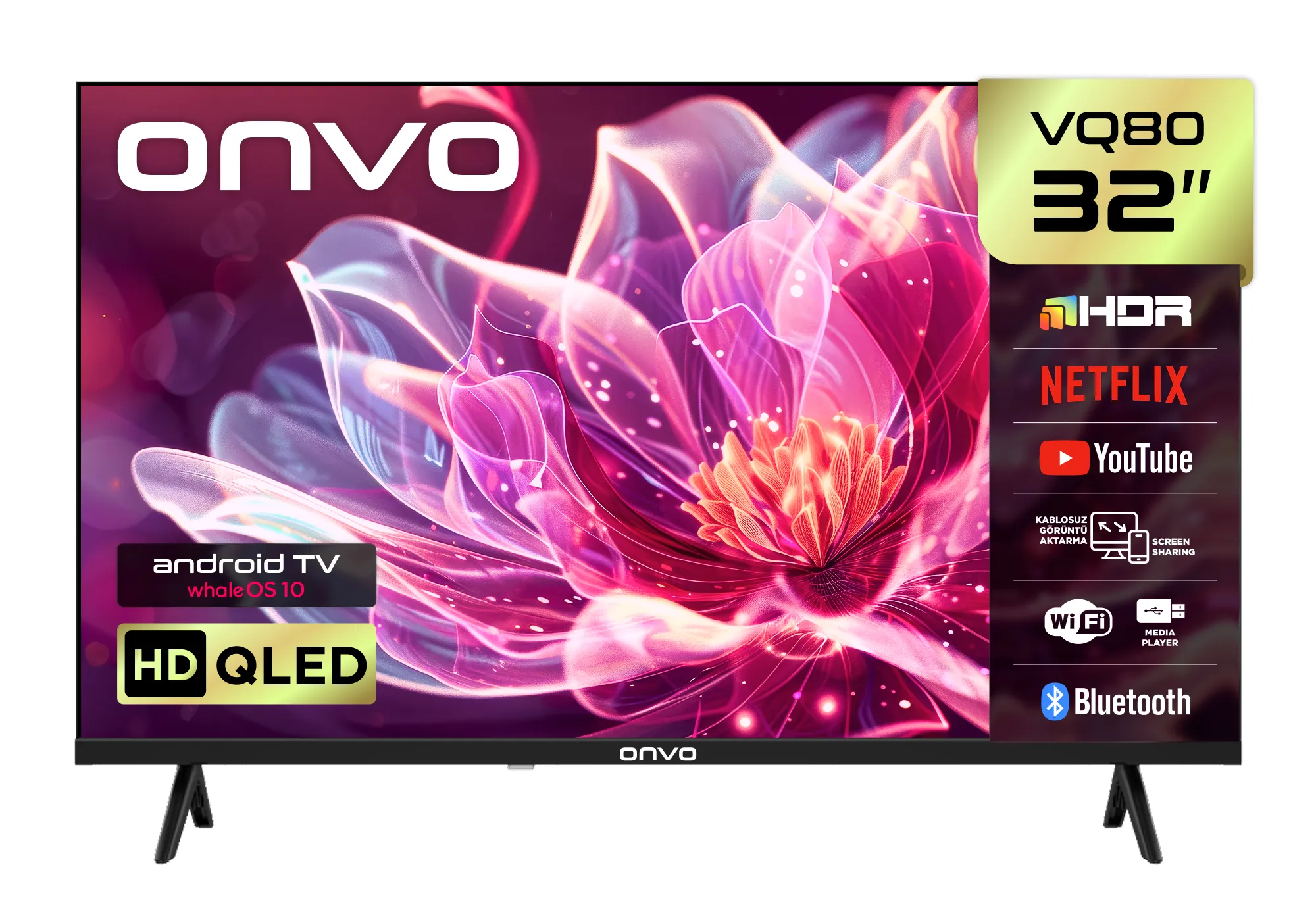 Onvo 32VQ80F3HA HD Ready Whaleos 32" Qled LED TV