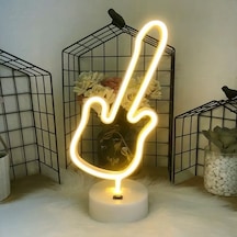 Neon Gitar Masa Lambası Pil+usb Açık Gri