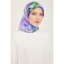 Armine Mor Yeşil Batik Desen Tivil İpek Eşarp 9136-50