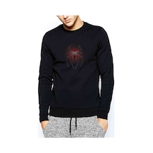 Spider Baskılı Siyah Erkek Sweatshirt