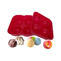 Büyük Boy Silikon 4 Lü Top Buz Kalıbı, Kırmızı Silikon Diğer