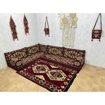 Coton Şark Köşesi Bordo Yörük Desen Minder Takımı 14 Parça