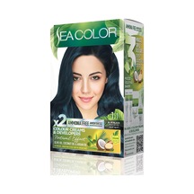 Amonyaksız, Vegan, Doğal, Besleyici Kalıcı Saç Boyası%100 Beyaz Kapama 1 Paket 2 X 50 Ml Boya & Oksidan Mavi Siyah 1.1