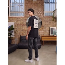 Black Nova Oversize Baskılı Unisex Tişört Old School Black Siyah