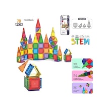 Solira Store - 70 Parça Mini Manyetik Blok Seti 3.75 Cm Güçlü Mıknatıslı Renkli 3d Yapı Oyuncak Stem Eğitici Zeka Geliştirici