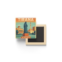 Tiran Arnavutluk - Rahibe Teresa Meydanı - Baskılı Buzdolap Magneti Kare 9x9 Cm