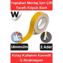Premium İz Bırakmayan Su Sızdırmaz Yapışkan Montaj İçin Çift Taraflı Köpük Bant 2 Mt 2 Adet