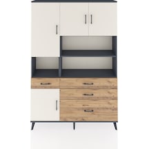 Arges Dolap 9 Raflı 4 Çekmeceli 4 Kapaklı 132x30x195 Antrasit-aytaşı/çam Aytası/atlas Çam