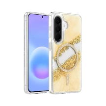Onegif Samsung Uyumlu Galaxy A37 5g Lotus Simli Magsafe Kapak - Gümüş