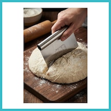Bezos Paslanmaz Çelik Ölçü Rehberli Hamur Kesici & Hamur Şekillendirici Spatula 11x14 Cm Dfnbez