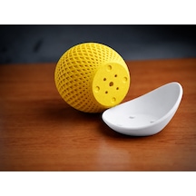 3d Baskı Küre Saksı - Kafes Dokulu İki Parçalı Dekoratif Saksı - Sarı-beyaz Diğer