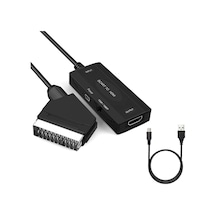 Scart To Hdmı Output Dönüştürücü Adaptör, Scart Görüntü Ve Sesi Hdmı Ya Çevirme, 720p 1080p Destekli, Pal Ntsc Uyumlu, Eski Tip Tv Dvd Vhs İçin Zr1126