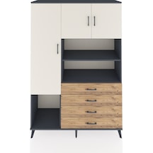 Hyperion Dolap 7 Raflı 4 Çekmeceli 3 Kapaklı 132x44x195 Antrasit-aytaşı/çam Aytası/atlas Çam