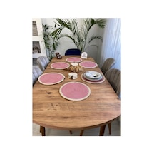 Jüt Hasır Amerikan Servis Supla Ve Bardak Altı 12 Parça Pembe Krem Pembe Krem
