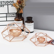 Suntek 3d Geometrik Mumluk Demir Çerçeve Konik Tealight Mum