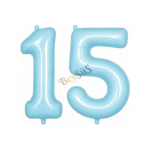 15 Rakam Folyo Balon Mavi Rengi 76 Cm