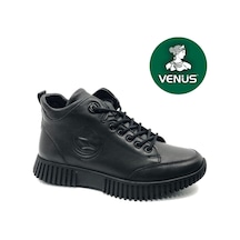 Venüs Rtew Hakiki Deri Düz Kaymaz Taban Ortopedik Kadın Bot Siyah