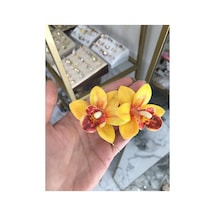 Linalya Jewelry Orkide Küpe Sarı