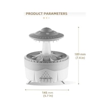 Ufo Yağmur Efektli Hava Nemlendirici Ultrasonik Buhar, Sessiz Çalışma, 7 Renk Led Işık, Zaman Ayarlı 2h/4h/8h , Otomatik Kapanma, Aromaterapi Uyumlu