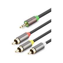 Büro Ev Ofis Ses Müzik Sistemi İçin 1,5mt Siyah 3.5 Mm To 3rca 2lıne Golden Kablo