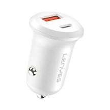 Mini Araç Şarj Aleti Lenyes Ca53 Hızlı Şarj Özellikli Dual Type-c + Usb-a Portlu 30w Beyaz
