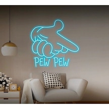 Twins Led Pew Pew Yazılı Ve Şekilli Neon Tabela Buz Mavisi Model:model:65143366 Buz Mavisi