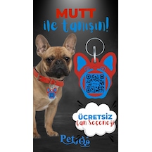Petjoo 10.Mutt Mavi-Kırmızı Qr'lı Köpek Künyesi