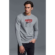 Afro Samurai Samuray Baskılı Gri Erkek Örme Sweatshirt