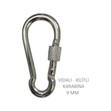 Galvanizli Vidalı Kilitli Karabina, 9 Mm, Askı, Çengel, Kanca, Anahtarlık