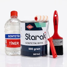 900 Gram Starak Yağlı Sentetik Boya Parmak Rulo 250 Ml Sentetik Tiner 2 No Yağlı Boya Fırça Seti