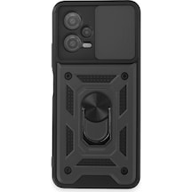 Note 12 5g Kılıf Pars Lens Yüzüklü Silikon - Siyah